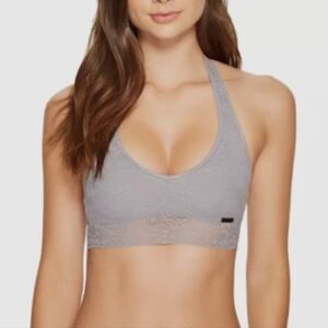 Calvin Klein QF4044-073 M Women Gray Unlined Lace Halter Bralette NWT
